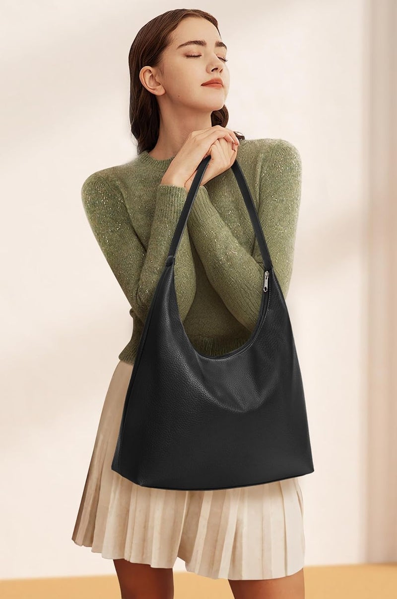 KALIDI Casual Tote Bag Vegan Leather Hobo Zipper Work Bag Weekender Shoulder for Women Shoulder Travel Purse - Image 2
